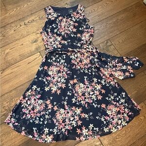 JH Collectibles Black Floral Midi Dress, Size 10